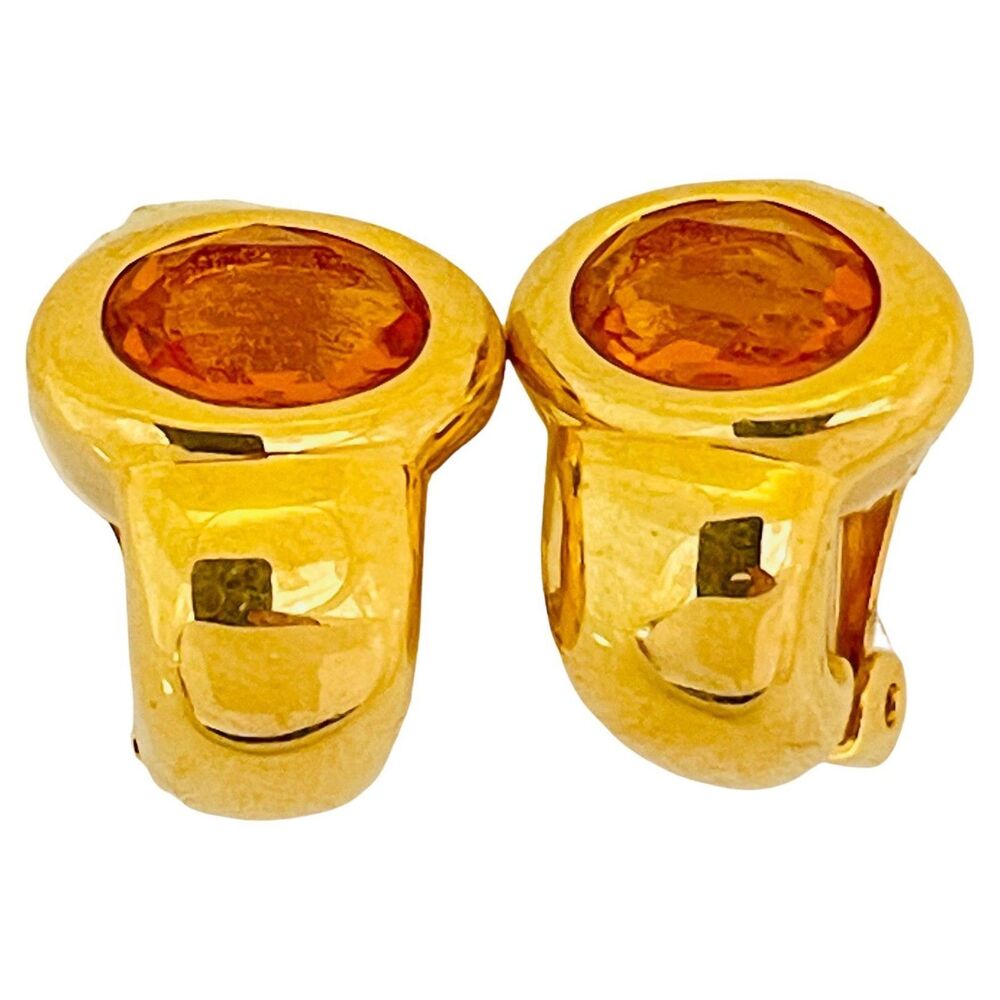 SWAROVSKI swan gold plated crystal clip on designer earrings